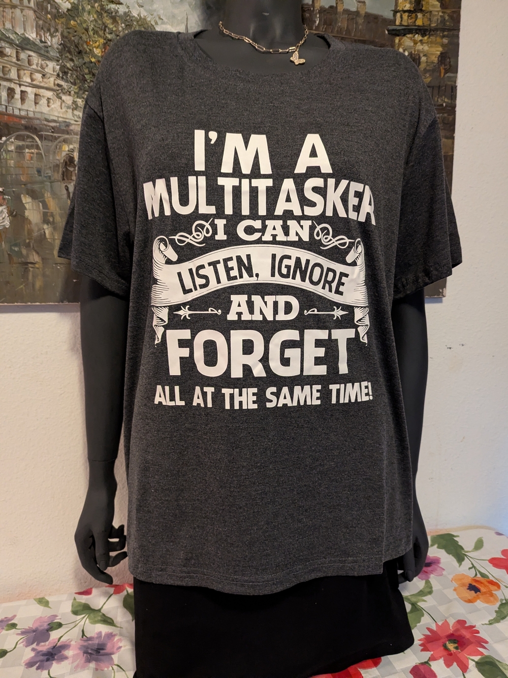 Graphic Tee - Dark Gray "I'm a Multitasker" Women's Shirt